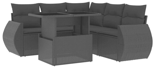 Polyrattan Kerti Ülőgarnitúra - 6 részes - Fekete
