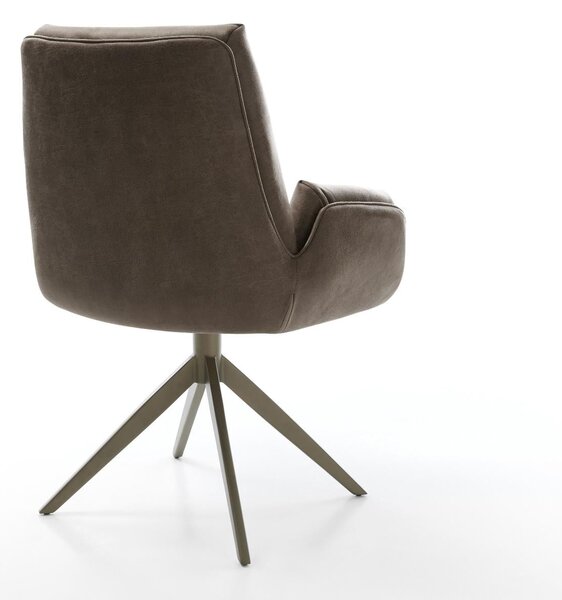 DELIFE Étkezőszék Clea-Flex mikroszálas taupe vintage kereszt láb széles titán színű 360° forgatható billenő