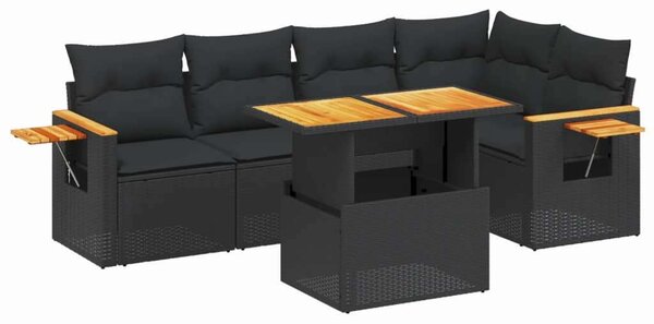 VidaXL Polyrattan Kerti Ülőgarnitúra - 6 részes - Fekete