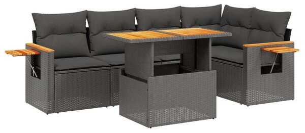 VidaXL Polyrattan Kerti Ülőgarnitúra - 6 részes - Fekete