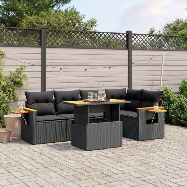 VidaXL Polyrattan Kerti Ülőgarnitúra - 6 részes - Fekete
