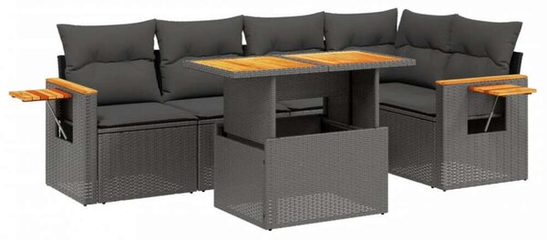 VidaXL Polyrattan Kerti Ülőgarnitúra - 6 részes - Fekete