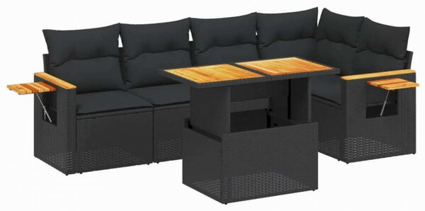 VidaXL Polyrattan Kerti Ülőgarnitúra - 6 részes - Fekete