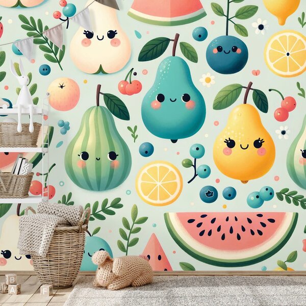 Fotótapéta vidám gyümölcsök mosollyal