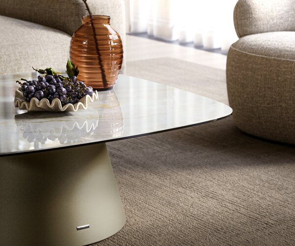 DELIFE Dohányzóasztal Edge 90x90 cm kerámia onyx pearl Borna titán effektfinish