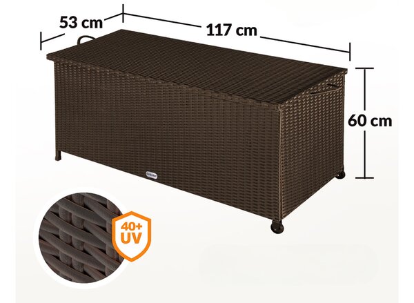 Deuba Tárolódoboz kerekekkel 370 l - barna