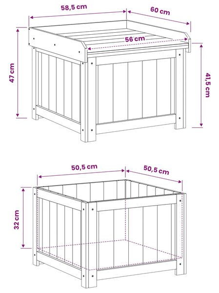 VidaXL Kinti párna tároló Impregnált Fenyőfa 58,5 x 60 x 47 cm