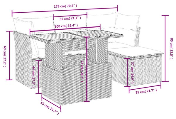 VidaXL Polyrattan Kerti Ülőgarnitúra - 6 részes - Bézs