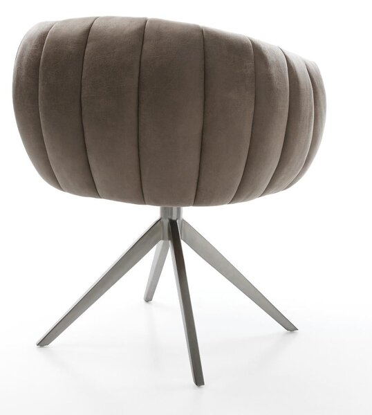 DELIFE Étkezőszék Jada-Flex mikroszálas taupe vintage kereszt láb széles grafit 360° forgatható billenő zsákrugós matrac