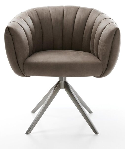 DELIFE Étkezőszék Jada-Flex mikroszálas taupe vintage kereszt láb széles grafit 360° forgatható billenő zsákrugós matrac