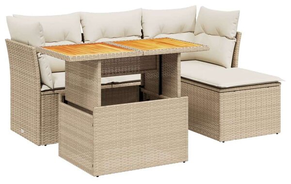 VidaXL Polyrattan Kerti Ülőgarnitúra - 6 részes - Bézs