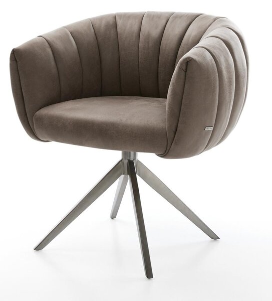 DELIFE Étkezőszék Jada-Flex mikroszálas taupe vintage kereszt láb széles grafit 360° forgatható billenő zsákrugós matrac