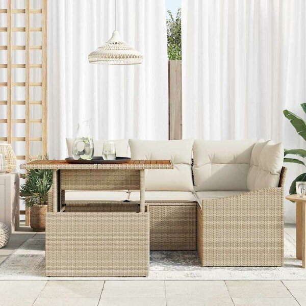 VidaXL Kerti Kanapé Szett 5 db Beige és krém