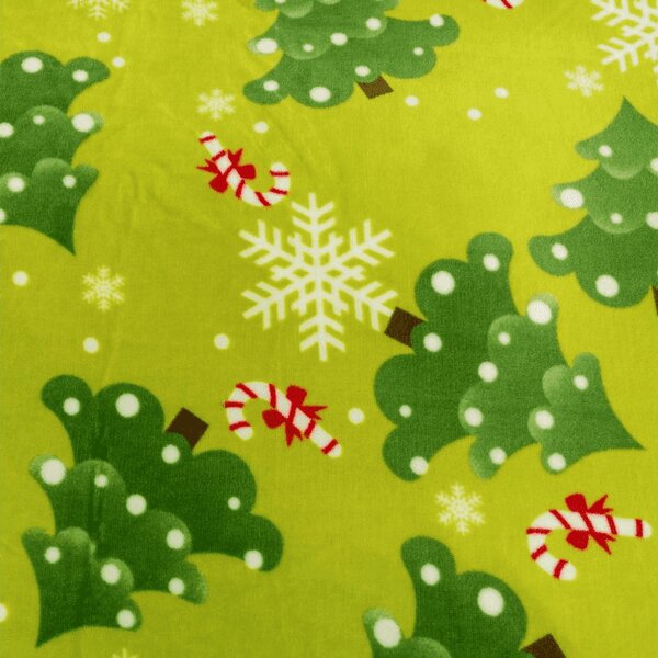 Mikroplüss ágyneműhuzat szett CHRISTMAS TREE zöld + mikroplüss lepedő SOFT 90x200 cm fehér, egyszemélyes ágyra