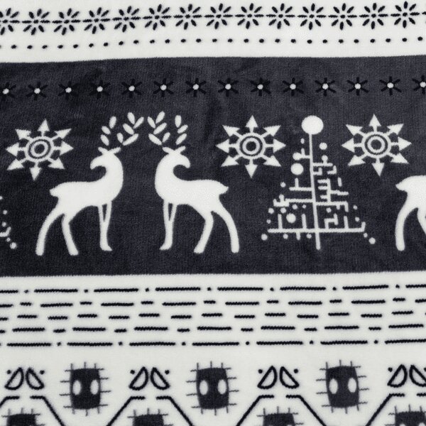 Mikroplüss ágyneműhuzat szett WINTER DEER szürke + Mikroplüss lepedő SOFT 90x200 cm fehér, egyszemélyes