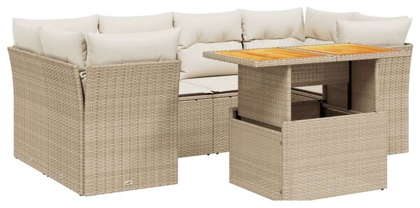 VidaXL Polyrattan Kerti Ülőgarnitúra - 7 részes - Bézs