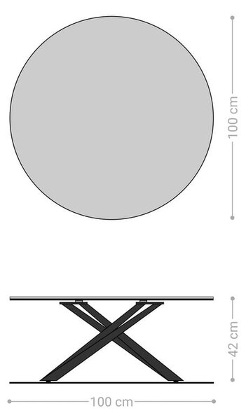 DELIFE Dohányzóasztal Edge kerek 100x100 cm kerámia onyx pearl Sarity fém titán színű effektfinish