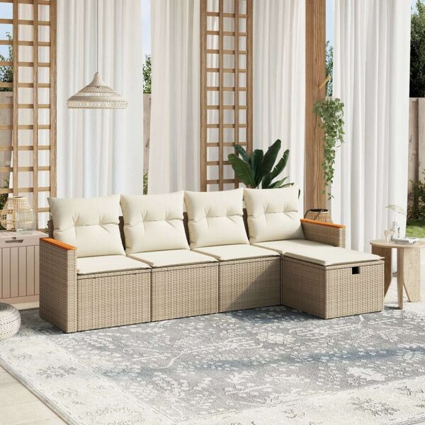 VidaXL Polyrattan Kerti Ülőgarnitúra - 5 részes - Bézs