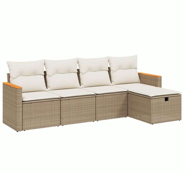 VidaXL Polyrattan Kerti Ülőgarnitúra - 5 részes - Bézs