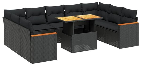 VidaXL Polyrattan Kerti Ülőgarnitúra - 10 részes - Fekete