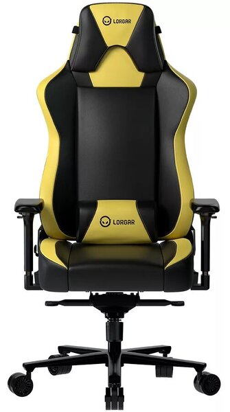 LORGAR Gamer szék, multiblokk mechanizmus, 4D karfák, 5 csillagos alumínium láb, gázlift, PU görgők, szövet műbőr, fekete-sárga