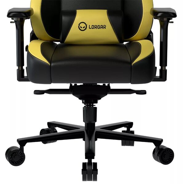 LORGAR Gamer szék, multiblokk mechanizmus, 4D karfák, 5 csillagos alumínium láb, gázlift, PU görgők, szövet műbőr, fekete-sárga