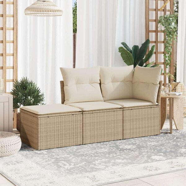 VidaXL Polyrattan Kerti Ülőgarnitúra - 3 részes - Bézs
