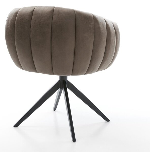 DELIFE Étkezőszék Jada-Flex mikroszálas taupe vintage kereszt láb széles fekete 360° forgatható billenő zsákrugó