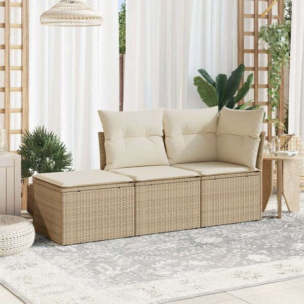 VidaXL Polyrattan Kerti Ülőgarnitúra - 3 részes - Bézs