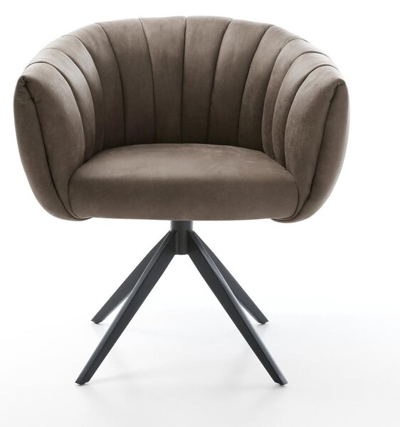 DELIFE Étkezőszék Jada-Flex mikroszálas taupe vintage kereszt láb széles fekete 360° forgatható billenő zsákrugó