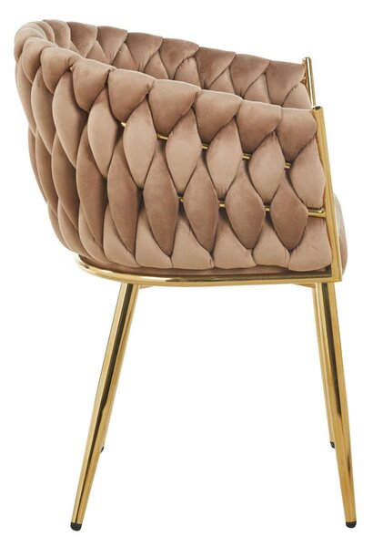 ZYPHIRA kárpitozott designer szék - cappuccino / arany