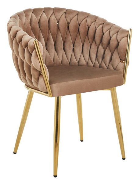ZYPHIRA kárpitozott designer szék - cappuccino / arany