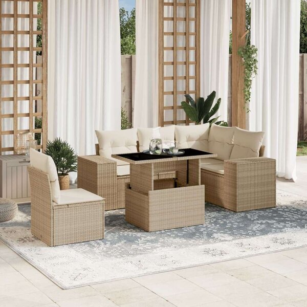 VidaXL Polyrattan Kerti Ülőgarnitúra - 6 részes - Bézs