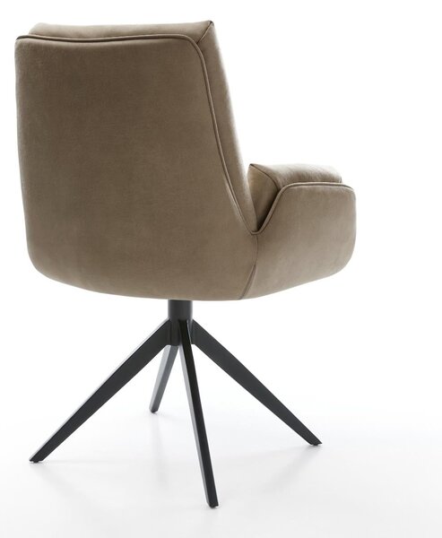 DELIFE Étkezőszék Clea-Flex mikroszálas bézs vintage kereszt láb széles fekete 360° forgatható billenő