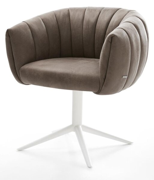 DELIFE Étkezőszék Jada-Flex mikroszálas taupe vintage fehér kereszt láb 360° forgatható billenő zsákrugós