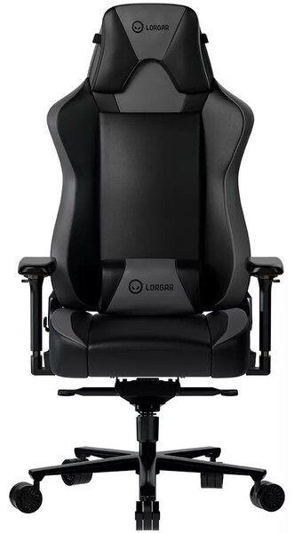 LORGAR Gamer szék, multiblokk mechanizmus, 4D karfák, 5 csillagos alumínium láb, gázlift, PU görgők, szövet műbőr, fekete-szürke