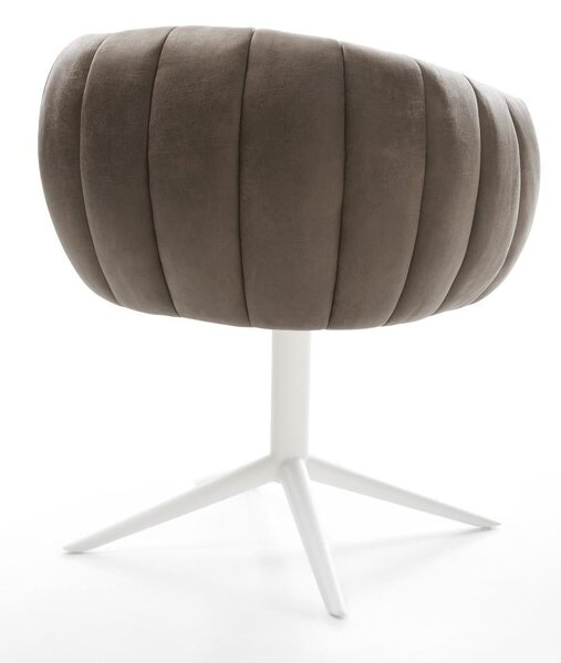 DELIFE Étkezőszék Jada-Flex mikroszálas taupe vintage fehér kereszt láb 360° forgatható billenő zsákrugós