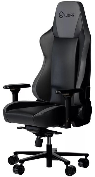 LORGAR Gamer szék, multiblokk mechanizmus, 4D karfák, 5 csillagos alumínium láb, gázlift, PU görgők, szövet műbőr, fekete-szürke