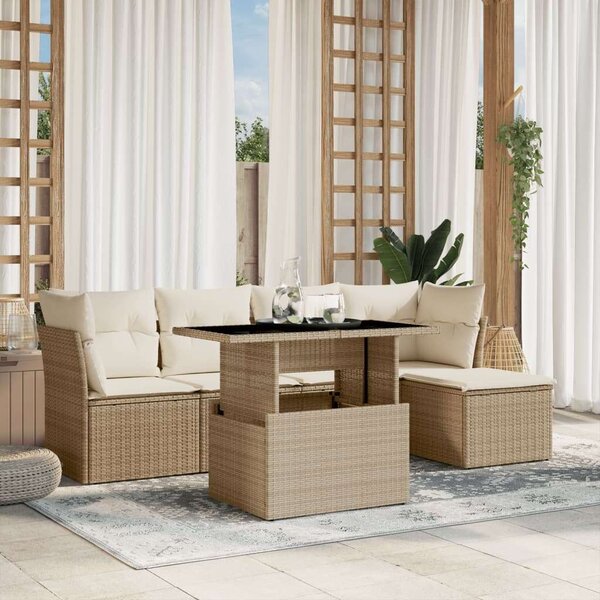 VidaXL Polyrattan Kerti Ülőgarnitúra - 6 részes - Bézs