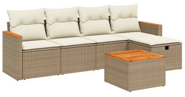 VidaXL Polyrattan Kerti Ülőgarnitúra - 6 részes - Bézs
