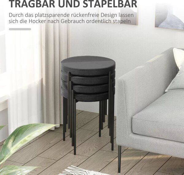 HOMCOM étkezőszék, kiegészítő szék, konyhai székek, fekete