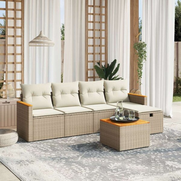 VidaXL Polyrattan Kerti Ülőgarnitúra - 6 részes - Bézs