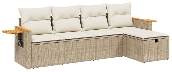 VidaXL Polyrattan Kerti Ülőgarnitúra - 5 részes - Bézs