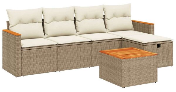 VidaXL Polyrattan Kerti Ülőgarnitúra - 6 részes - Bézs