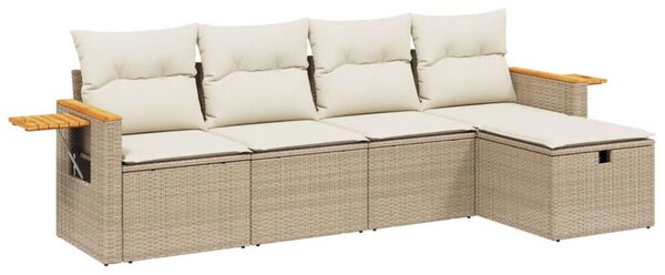 VidaXL Polyrattan Kerti Ülőgarnitúra - 5 részes - Bézs
