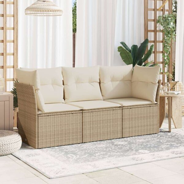 VidaXL Polyrattan Kerti Ülőgarnitúra - 3 részes - Bézs