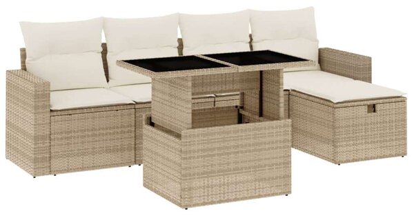 VidaXL Polyrattan Kerti Ülőgarnitúra - 6 részes - Bézs