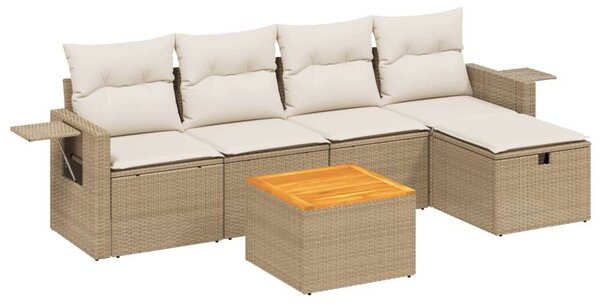 VidaXL Polyrattan Kerti Ülőgarnitúra - 6 részes - Bézs