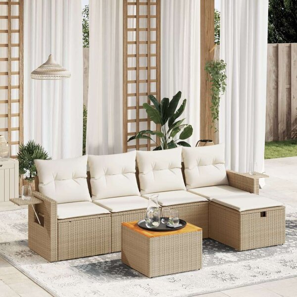 VidaXL Polyrattan Kerti Ülőgarnitúra - 6 részes - Bézs