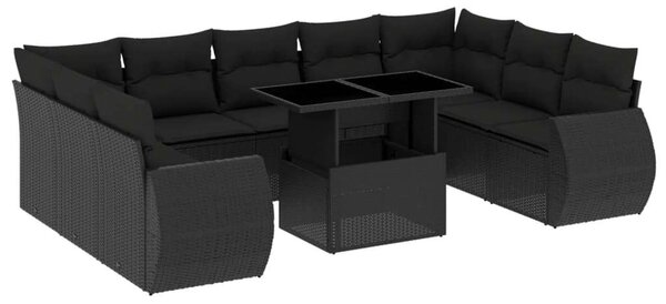 VidaXL Polyrattan Kerti Ülőgarnitúra - 10 részes - Fekete